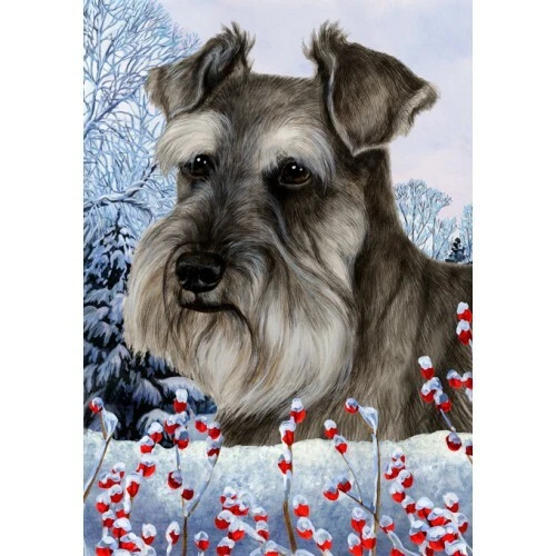Winter Garden Flag - Uncropped Grey Schnauzer 151401