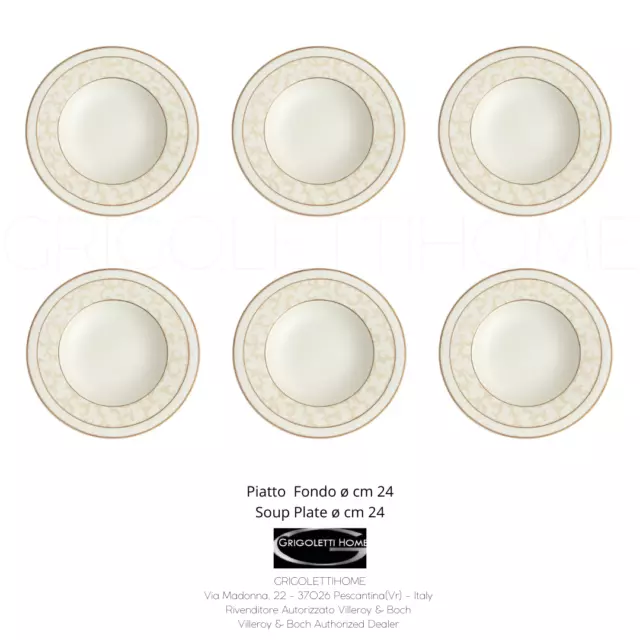 Villeroy & Boch - Ivoire - Set 6 Platos de sopa CM 24 - Distribuidor Autorizado