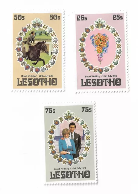 Lesotho stamps 1981 Wedding Prince Charles and Diana Spencer x 3 mint