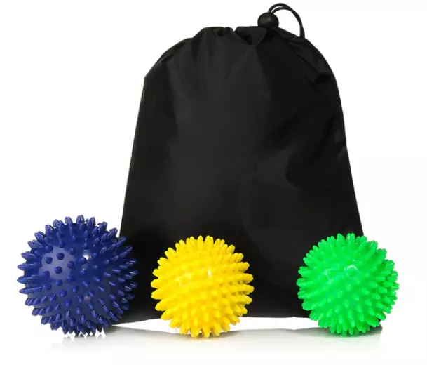 3 x Spiky Massageball Spikey Pilates Bälle Set Triggerpunkt Freigabe Massage 3