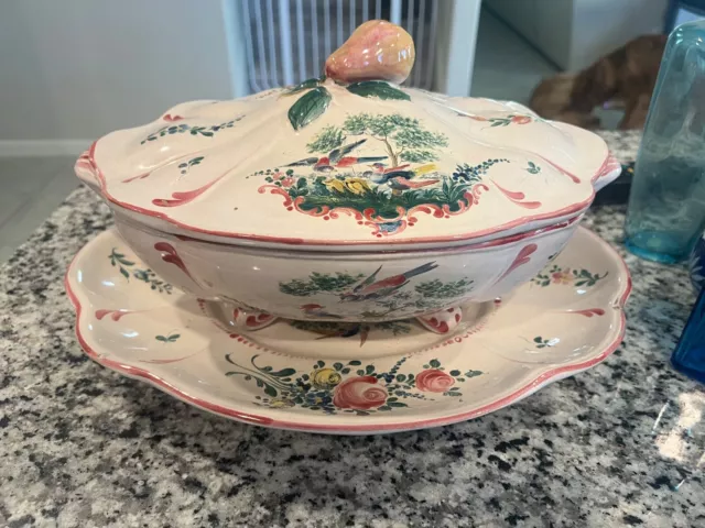 Luneville French Faience Tureen Old Strasbourg Covered Bowl