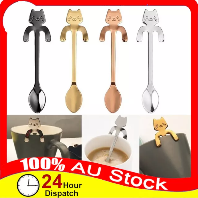 Teaspoons Tableware Cat Spoon Tea Cute Cartoon Stainless Steel Ice Cream Coffee