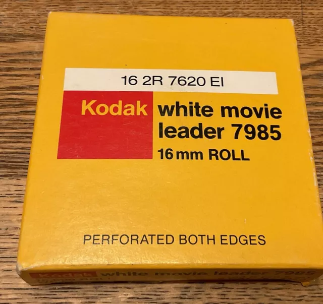 New Kodak 16mm FILM LEADER White Acetate 16mm #7985 Perforated Both Edges 100 Ft