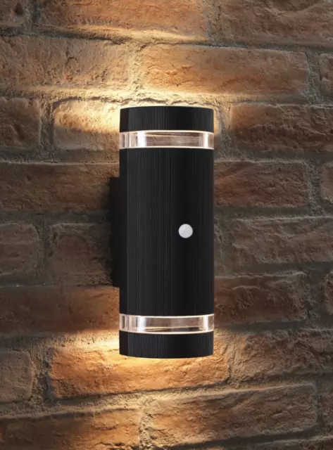 Auraglow PIR Motion Sensor Double Up & Down Outdoor Wall Black