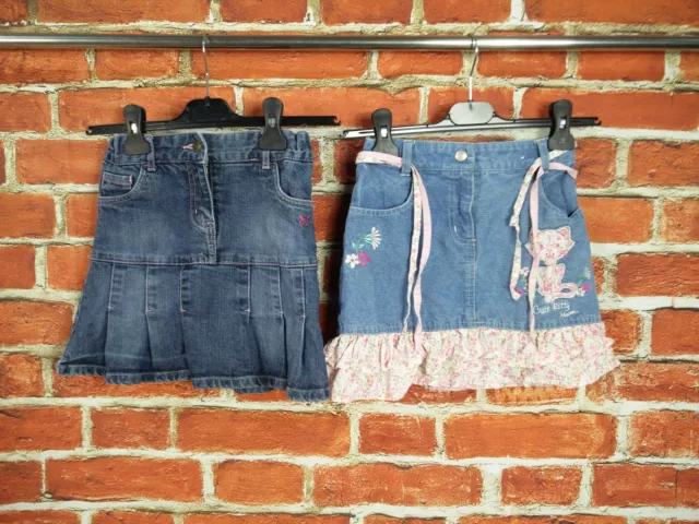 Girls Bundle Age 7-8 Years Crew Denim Next Blue Jean Skirt Set Pink Flower 128Cm