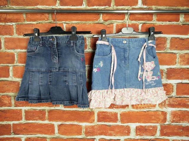 Girls Bundle Age 7-8 Years Crew Denim Next Blue Jean Skirt Set Pink Flower 128Cm