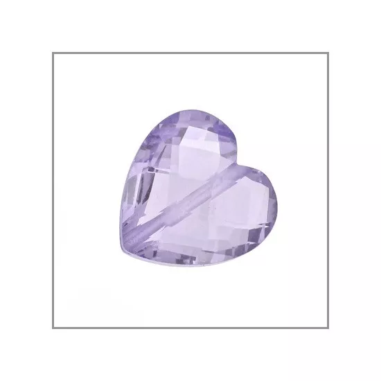 4 Lab Cubic Zirconia Heart Beads 12mm Lavender #64056