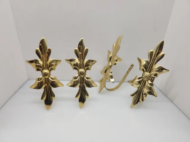Medieval Ornate Lacquered Brass Victorian CURTAIN TIEBACKS India 2 Sets