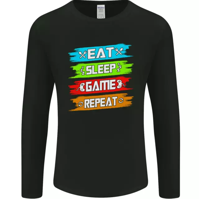 Eat Sleep Game Funny Gamer Gamming Mens Long Sleeve T-Shirt