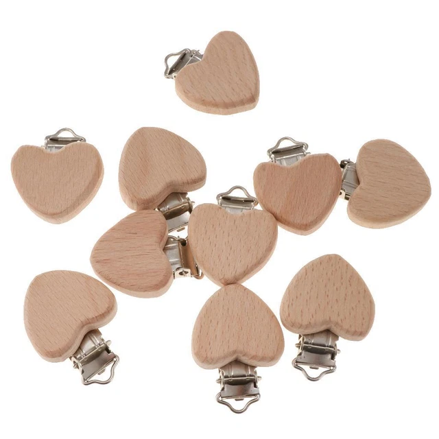 10 pièces en bois bébé attache-sucette porte-sucette attaches factices coeur