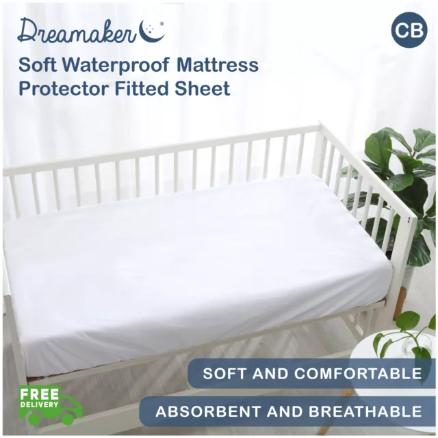 Dreamaker Kid Baby Boori Cot Bamboo Cotton Jersey Waterproof Mattress Protector