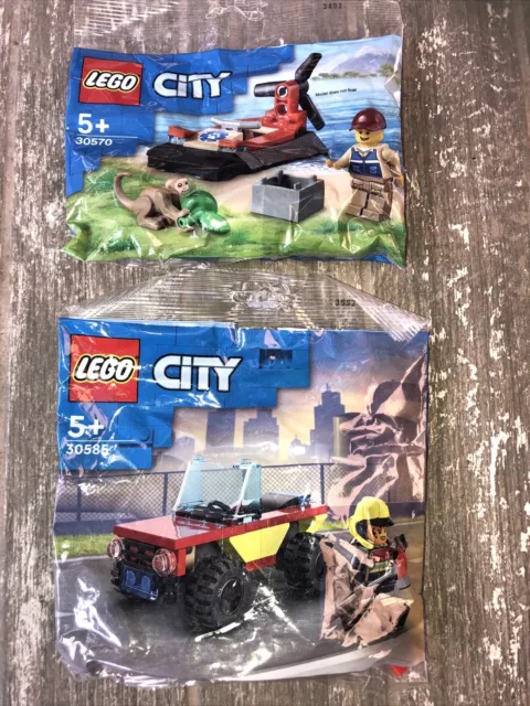 Lego City L'aéroglisseur sauvetage des animaux sauvages 30570 30585 Pompier Neuf