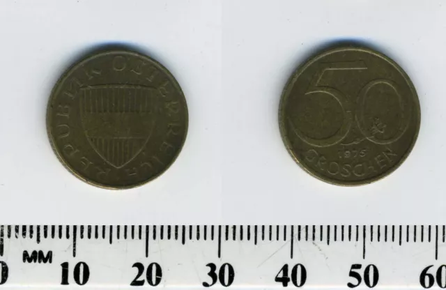 Austria 1975 - 50 Groschen Aluminum-Bronze Coin - Austrian Shield