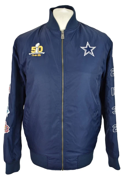 Giacca imbottita blu NEW ERA NFL Team Apparel taglia M da uomo bomber cerniera intera