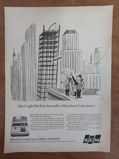 SCM Corp Marchant Calculators Surecheck Crooked Building 1967 Vintage Print Ad