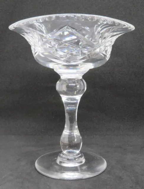 . Clear cut glass vintage Art Deco antique long stem serving bowl dish