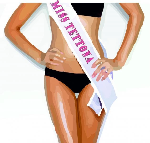 FASCIA MISS TETTONA in poliestere bianco COMPLEANNO SFILATA PREMIO