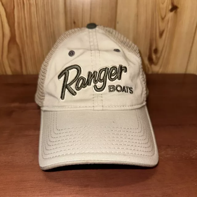 Ranger Boats Strap back Mesh Baseball Cap Hat Adjustable Khaki Gray Fishing OSFA