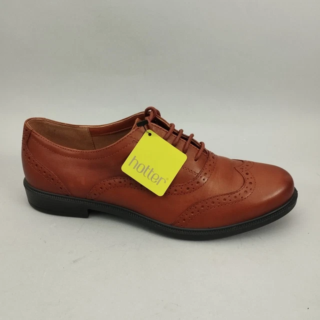 HOTTER BROGUES WOMENS 6.5 Tan Brown Leather Oxford Lace Up Shoes Flat Smart Work 34.99 PicClick UK