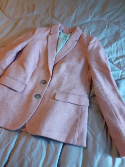 Bella giacca blazer classica nuova senza etichette JOULES ""Horatia"" miscela lana rosa UK10