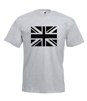 Nero Bandiera Union Jack UK British monocromatico Sport Ragazzi Ragazze Top T Shirt Tee