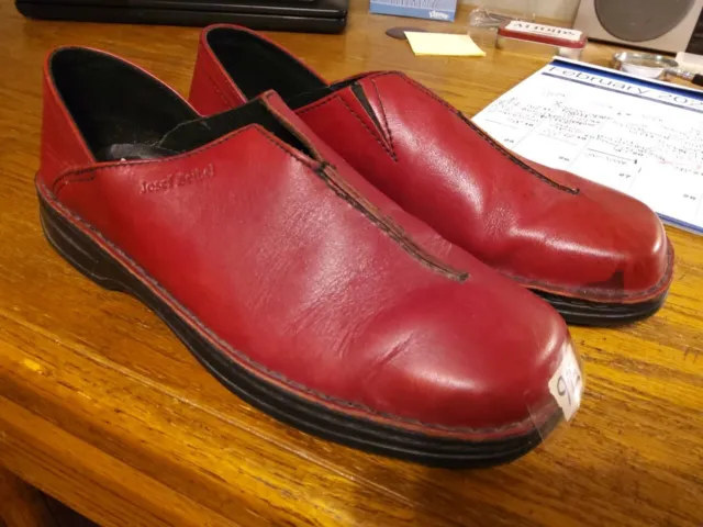 Women's Josef Seibel Slip On Red Leather Shoes sz. 9.5