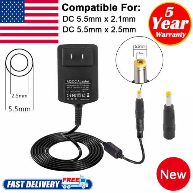 AC DC 15V 1A / 2A Switching Power Supply Adapter For 100V- 240V AC 50/60Hz Black