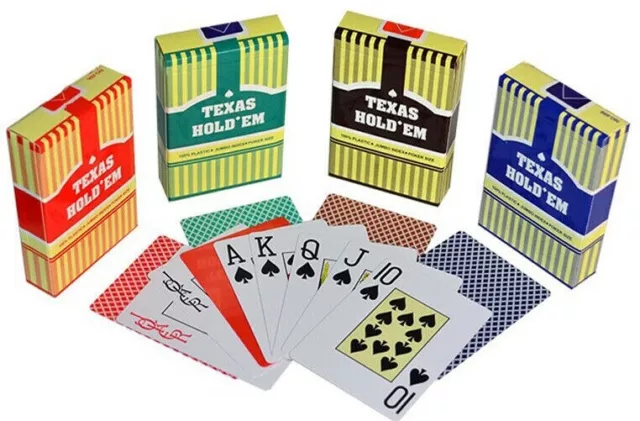 1 Deck TEXAS HOLD EM 100% Plastic Playing Cards Poker Size Jumbo Compare 2 Copag