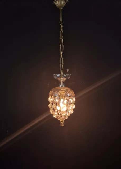 Beautiful Antique French Crystal Bag Glass Chandelier Pendant Light 2