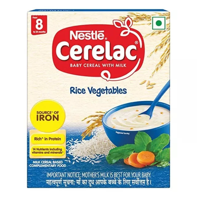 Nestlé Cerelac Bebé Cereales Con Leche , Arroz Verduras – De 8 Meses 311ml