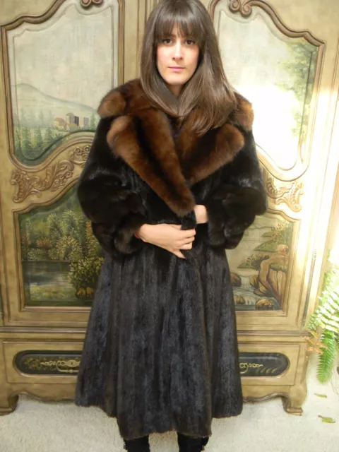 Ranch Mink Fur Coat w/Sable Collar  Kessler Label