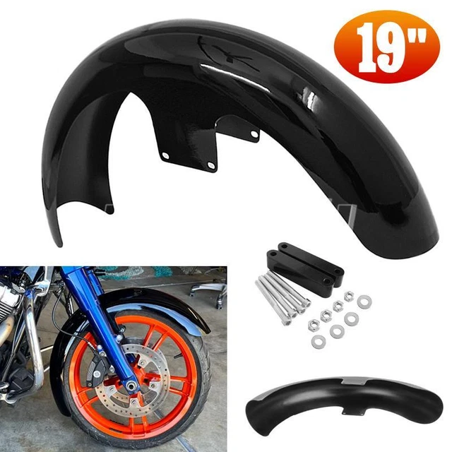 Vivid Black 19" Wheel Wrap Front Fender For Harley Touring Glide Custom Baggers Vivid Black 19" Wheel Wrap Front Fender For Harley Touring Glide Custom Baggers