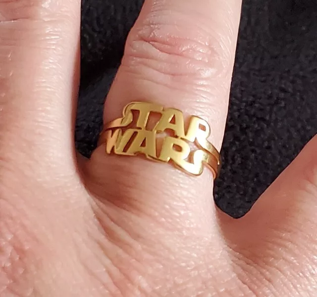 STAR WARS Logo Gold Ring Sci Fi Trek Death Retro Wedding Fantasy Mandalorian USA