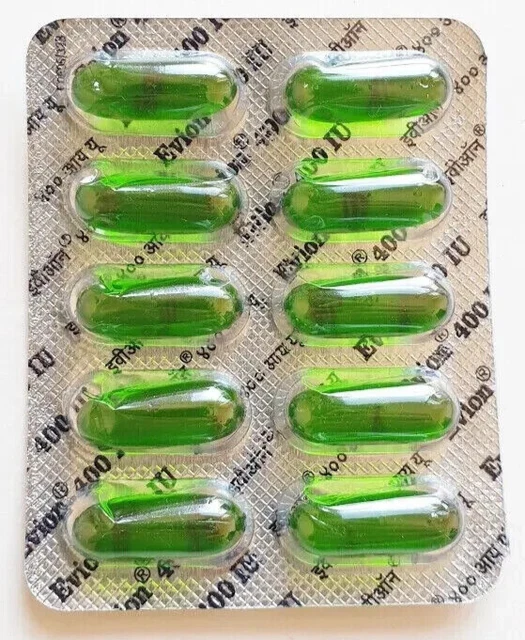 100X VITAMIN E Evion Capsules for Glowing Face Strong Hair Nails Acne