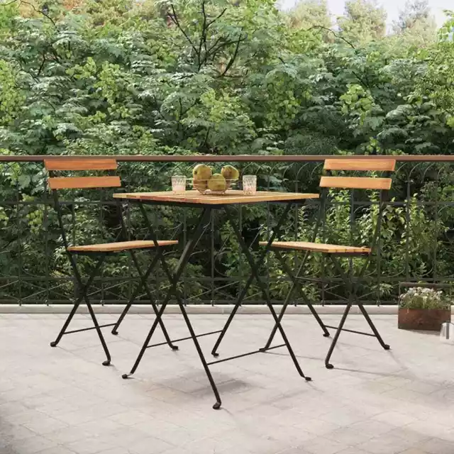 2/4x Solid Wood Teak Folding Bistro Chairs Steel Outdoor Furniture vidaXL