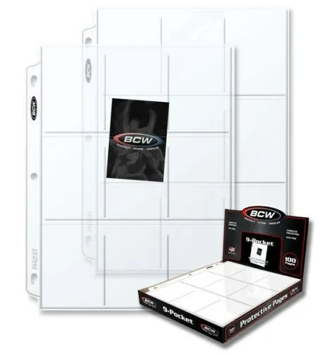 Box 100 BCW 9-Pocket Trading / Baseball Card Album Pages / Coupon Binder Sheets