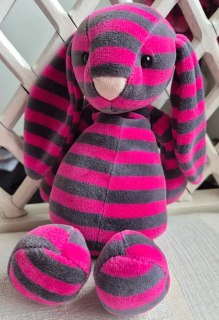JELLYCAT SPECIAL EDITION Bashful Lulu Bunny Rabbit Pink Grey Striped ...
