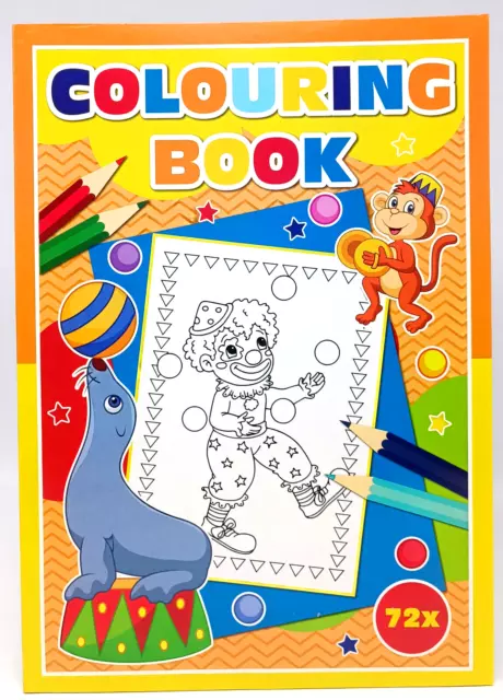 Cirkus Malbuch für Kinder 72 Ausmal Bildern Malen Farben Tiere Manege Clown NEU