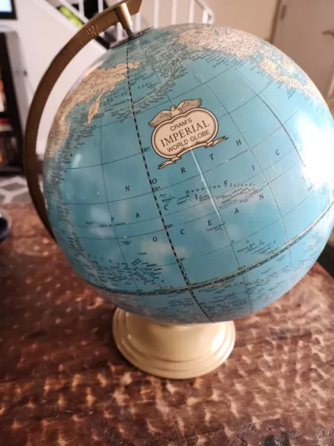 Cram's Imperial World Globe Vintage 12 Inch Metal Stand