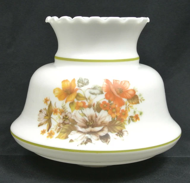 2" Fitter 6.5" Milk Glass Crimp Top Chandelier Hurricane Lamp Shade Floral Décor