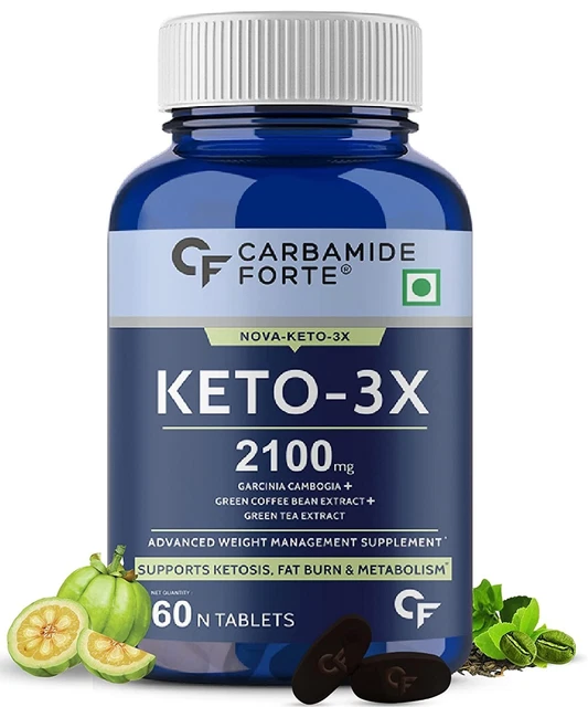 Tabletas quemador de grasa Carbamide Forte Keto para hombre y mujer, 2100 mg - 60 tabletas