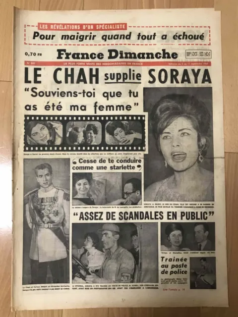 ►France Dimanche 889/1963 - Soraya - Josephine Baker - Bardot - Sophia Loren