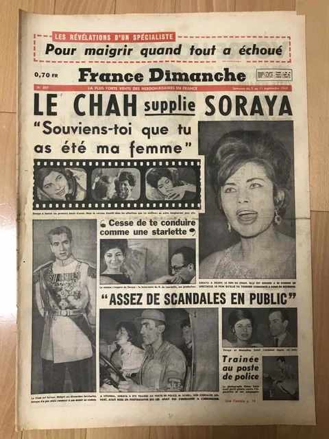 ►France Dimanche 889/1963 - Soraya - Josephine Baker - Bardot - Sophia Loren