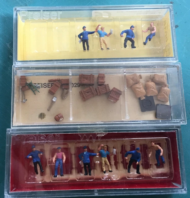 Figurines Preiser échelle N - Ouvriers, Porteurs, Caisses - Réf 9016 9029 79016