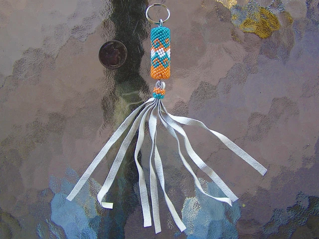 Very Nice Handmade Navajo Indian Beaded Key Chain Wilma Tsosie