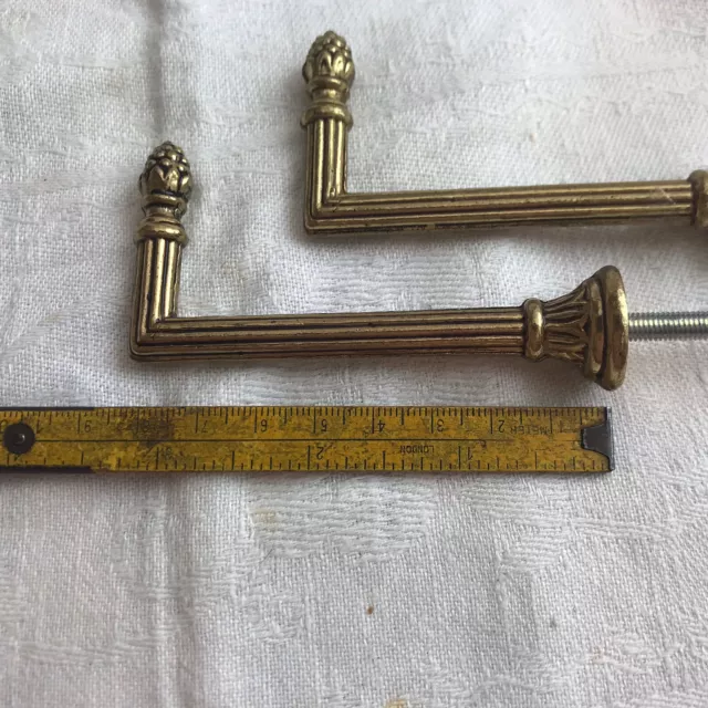 Vintage PAIR French Antique Brass Drapery Curtain Holdback Towel Hook Victorian