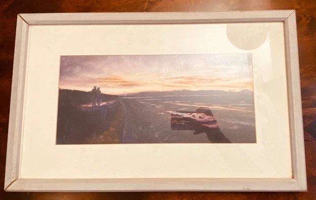 "Beyond the Edge olio su carta 1994 Lee Campbell paesaggio circa 16,5"" x 7,5"