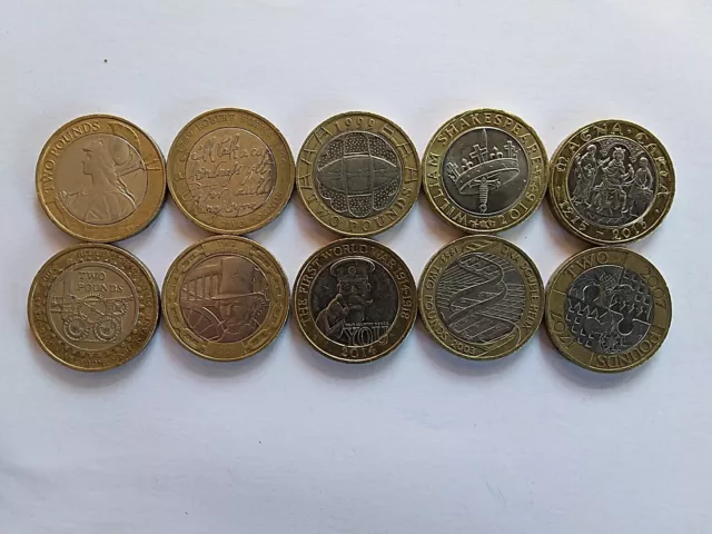JOB LOT OF 10 x BRITISH 2 Pound COINS ALL DIFFERENT Lot 3