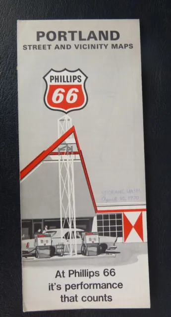 1969 Portland Oregon  street map Phillips 66  oil  gas schools marked Vancouver