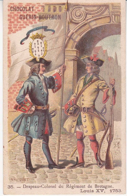 Chromo Chocolate Guérin Boutron 35 Flag Colonel of the Regiment of Brittany